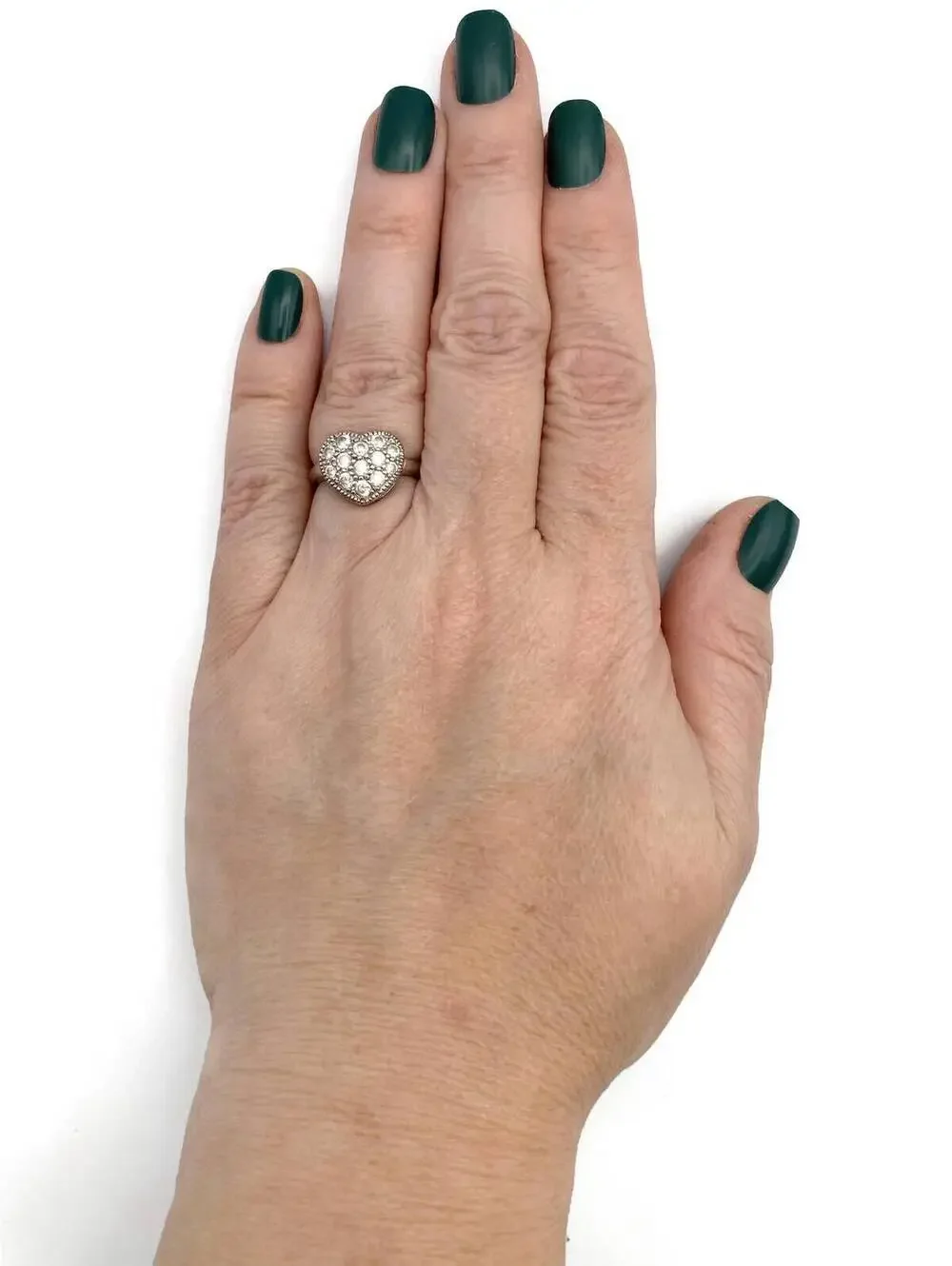 Sterling Silver Heart Ring with Cubic Zirconia - US Size 5.